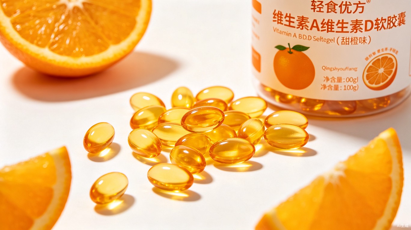 轻食优方牌维生素A维生素D软胶囊（甜橙味）